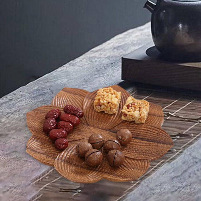 Wooden Serving Tray Coffee Tea Platter for Dessert Display Snacks Home Decor Lotus