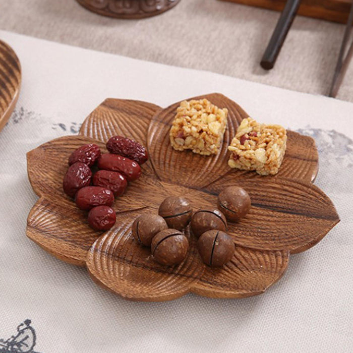 Wooden Serving Tray Coffee Tea Platter for Dessert Display Snacks Home Decor Lotus