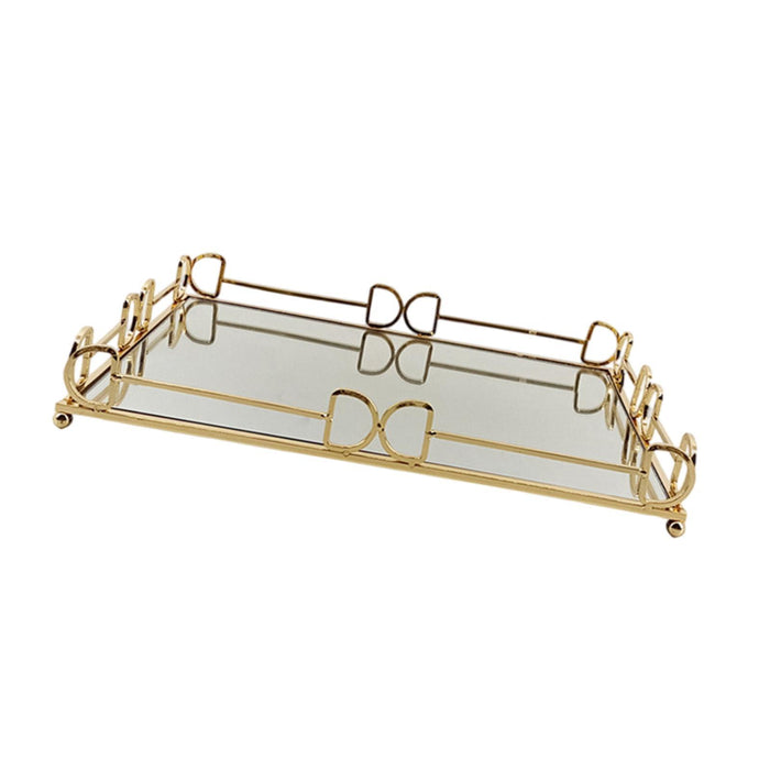 Mirror Tray Modern Cosmetic Vanity Serving Tray for Bedroom Cosmetics Toilet gold