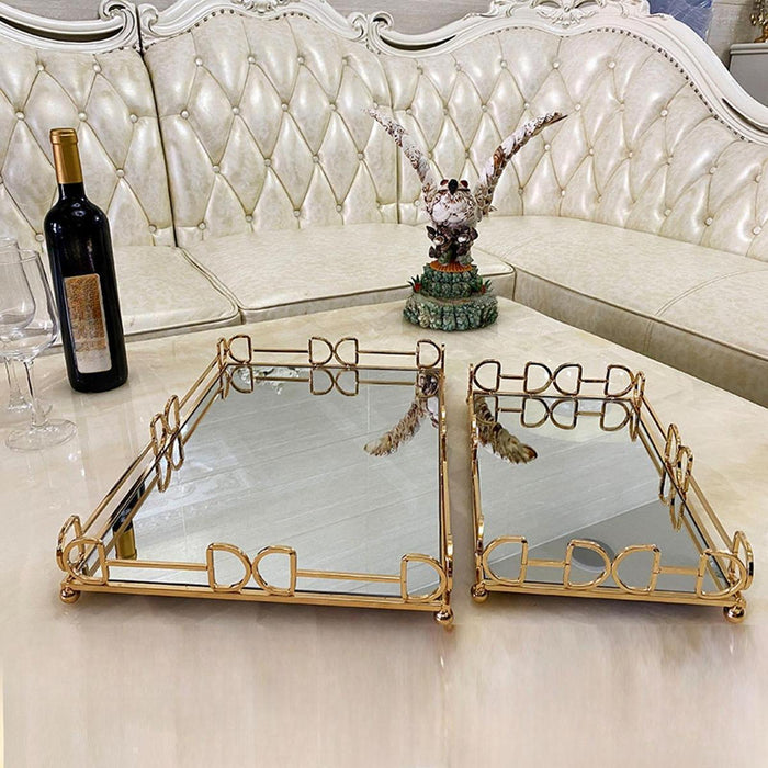 Mirror Tray Modern Cosmetic Vanity Serving Tray for Bedroom Cosmetics Toilet gold