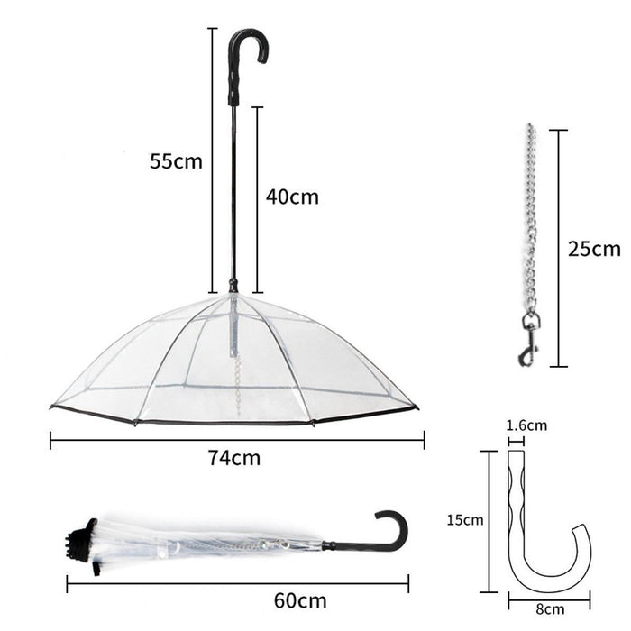 Pet Umbrella with Leash Practical Rainproof Multiuse for Pet Camping Walking