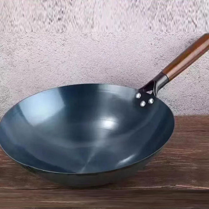 Wok Pan Cooking Wok Universal with Wooden Handle Gas Traditional Chinese Wok 40cm