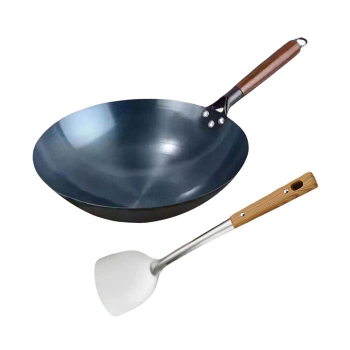 Wok Pan Cooking Wok Universal with Wooden Handle Gas Traditional Chinese Wok 40cm