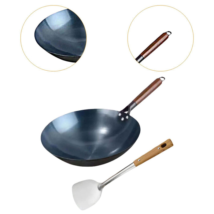 Wok Pan Cooking Wok Universal with Wooden Handle Gas Traditional Chinese Wok 40cm