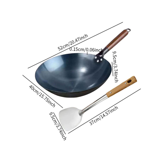 Wok Pan Cooking Wok Universal with Wooden Handle Gas Traditional Chinese Wok 40cm