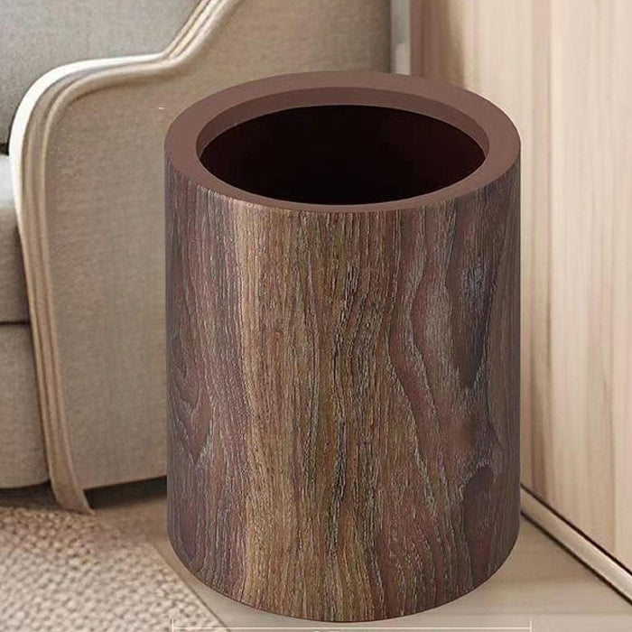 Wood Grain Trash Can Modern Home Waste Basket for Office Entryway Study Room 14L without lid