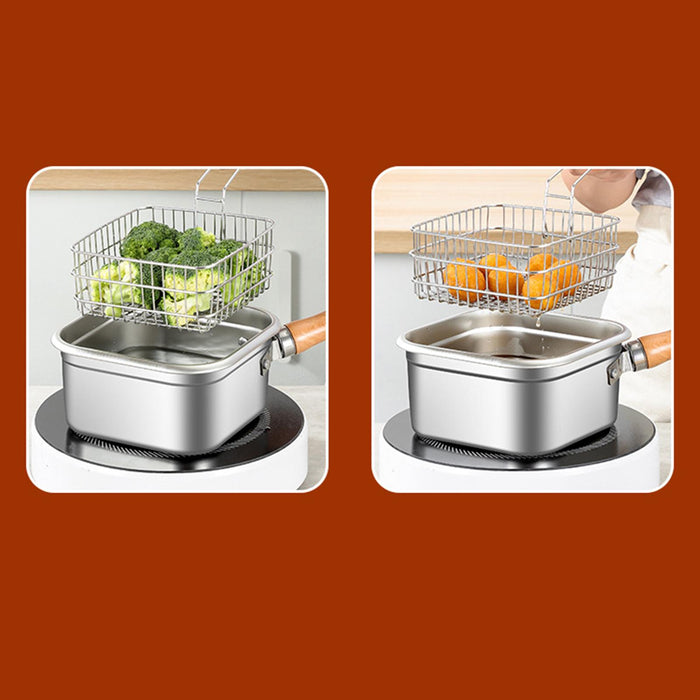 Crofta Deep Fryer Multipurpose Pot Stainless Steel for Restaurant Chicken Wing Cafe