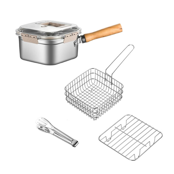 Crofta Deep Fryer Multipurpose Pot Stainless Steel for Restaurant Chicken Wing Cafe