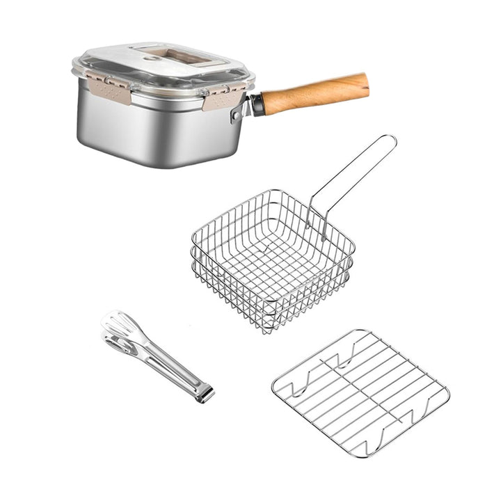 Crofta Deep Fryer Multipurpose Pot Stainless Steel for Restaurant Chicken Wing Cafe