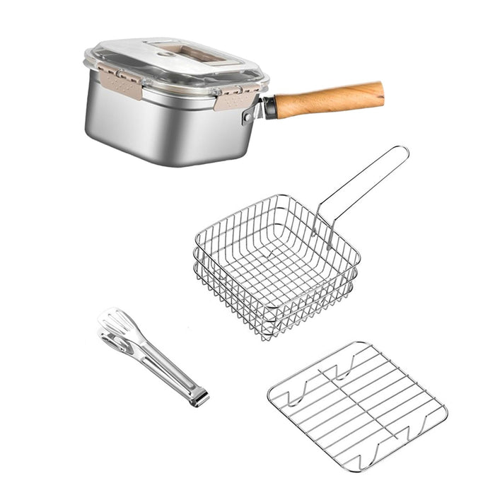 Crofta Deep Fryer Multipurpose Pot Stainless Steel for Restaurant Chicken Wing Cafe