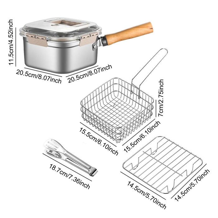 Crofta Deep Fryer Multipurpose Pot Stainless Steel for Restaurant Chicken Wing Cafe