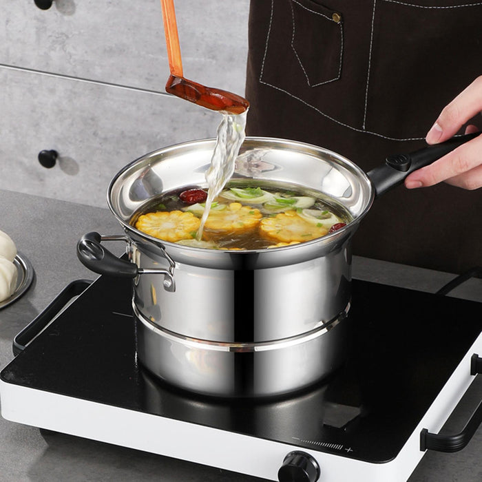 Stainless Steel Saucepan Multipurpose Frying Pan Skillet for Pasta Spaghetti long handle