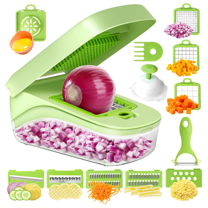 Veggie Chopper Dicing Machine Vegetable Slicer Professional for Garlic Fruit 7 pcs