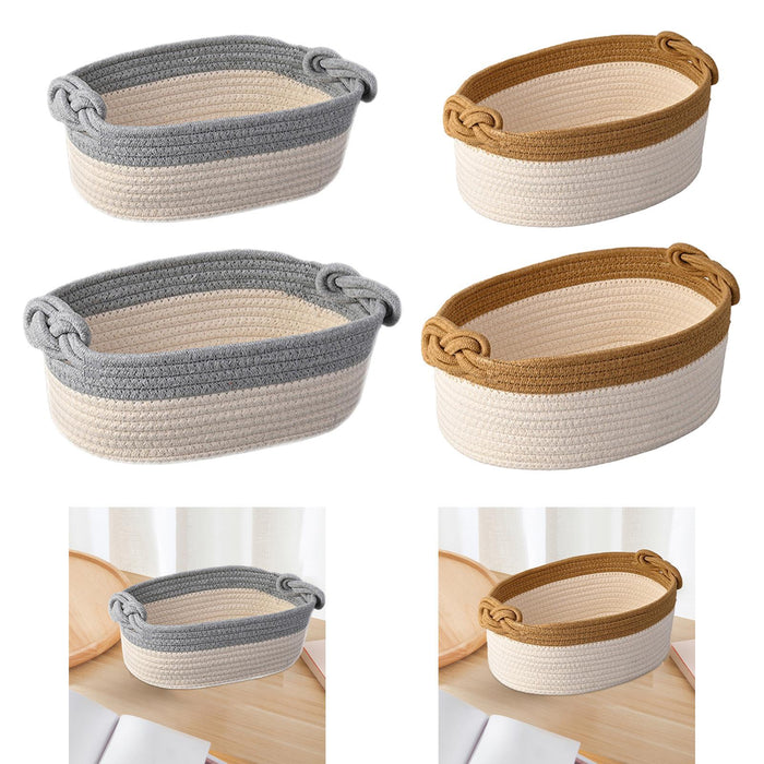 Cotton Rope Basket Storage Basket Bin Under Shelf Basket for Montessori Toys grey white