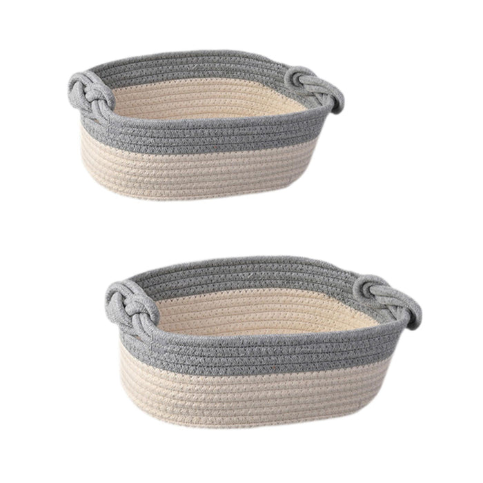 Cotton Rope Basket Storage Basket Bin Under Shelf Basket for Montessori Toys grey white