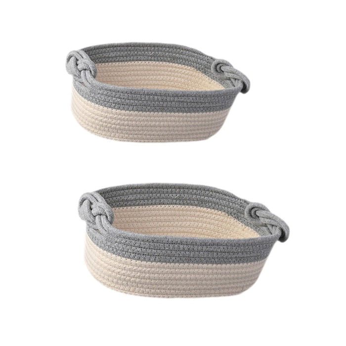 Cotton Rope Basket Storage Basket Bin Under Shelf Basket for Montessori Toys grey white