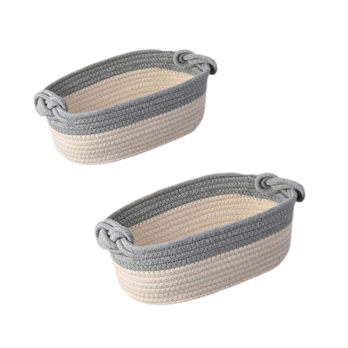 Cotton Rope Basket Storage Basket Bin Under Shelf Basket for Montessori Toys grey white