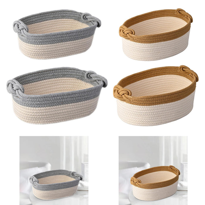 Cotton Rope Basket Storage Basket Bin Under Shelf Basket for Montessori Toys grey white