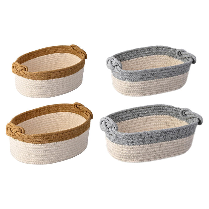 Cotton Rope Basket Storage Basket Bin Under Shelf Basket for Montessori Toys grey white