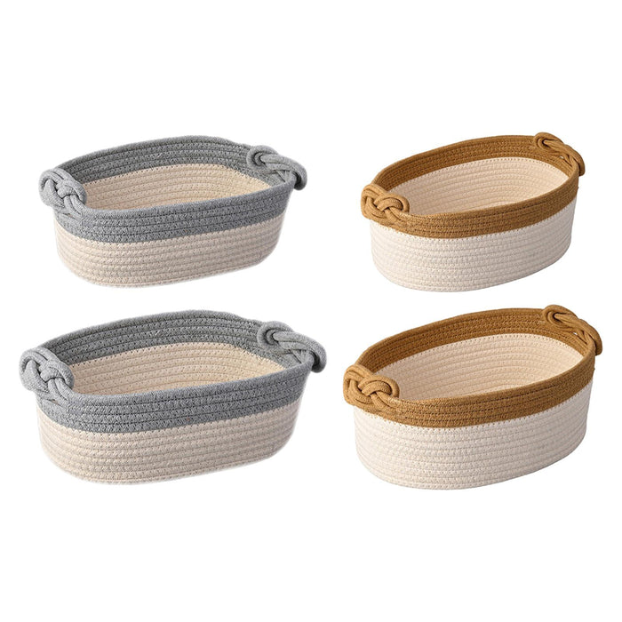 Cotton Rope Basket Storage Basket Bin Under Shelf Basket for Montessori Toys grey white