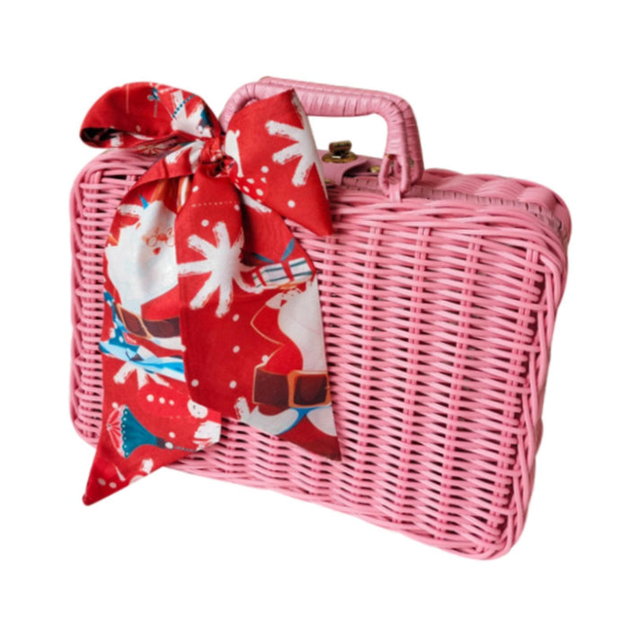 Hand Woven Rattan Basket Food Storage Basket for Kitchen Bathroom Restaurant pink