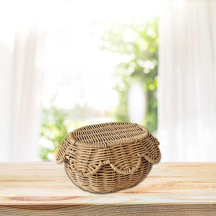 Woven Bread Basket Dustproof Woven Serving Basket for Restaurant Home Picnic S