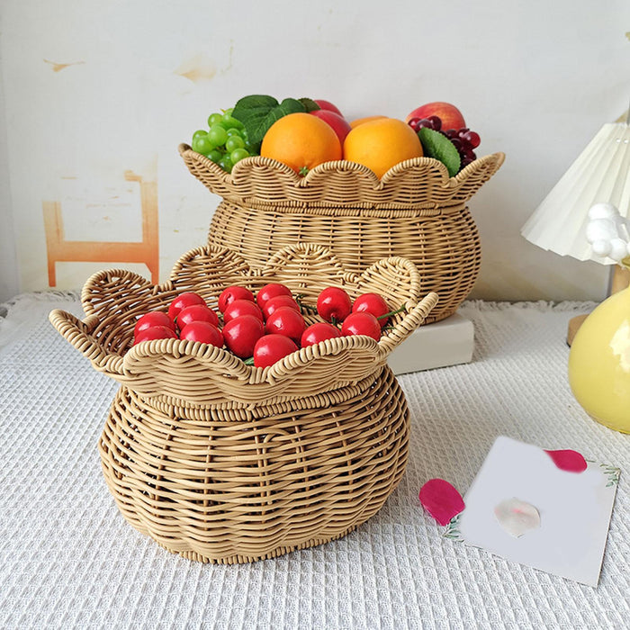 Woven Bread Basket Dustproof Woven Serving Basket for Restaurant Home Picnic S