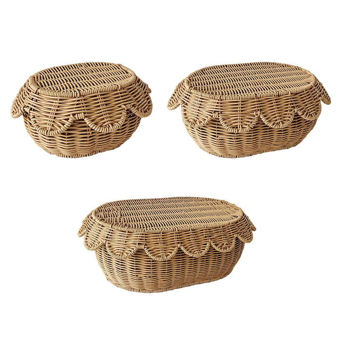 Woven Bread Basket Dustproof Woven Serving Basket for Restaurant Home Picnic S