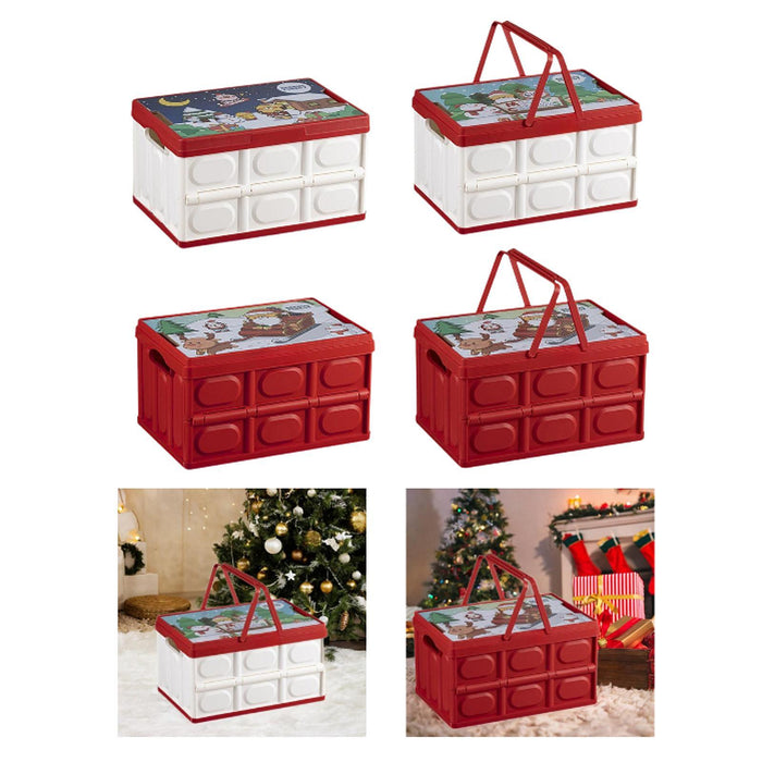 Foldable Storage Box Container Stackable Portable Crates for Snack Toy Books white red non handle