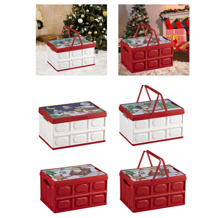 Foldable Storage Box Container Stackable Portable Crates for Snack Toy Books white red non handle