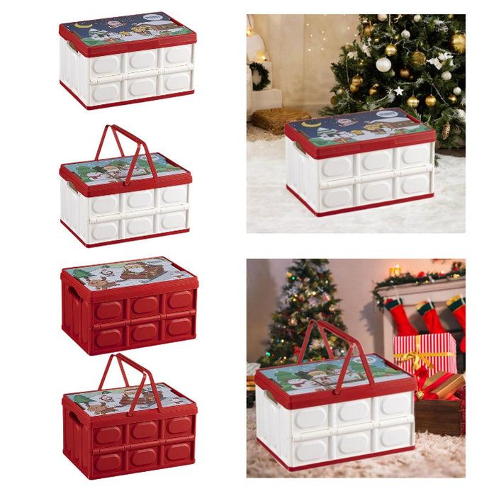 Foldable Storage Box Container Stackable Portable Crates for Snack Toy Books white red non handle