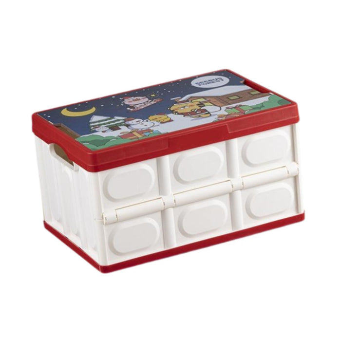 Foldable Storage Box Container Stackable Portable Crates for Snack Toy Books white red non handle