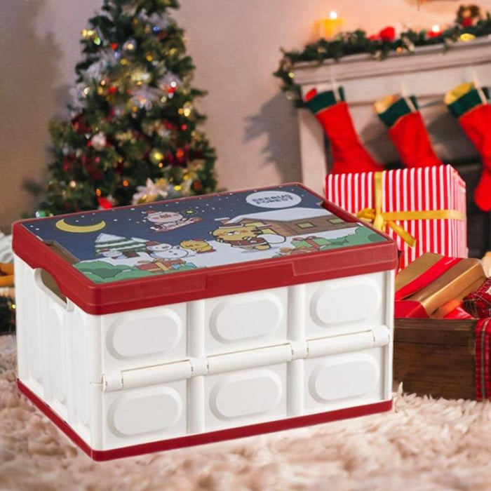 Foldable Storage Box Container Stackable Portable Crates for Snack Toy Books white red non handle