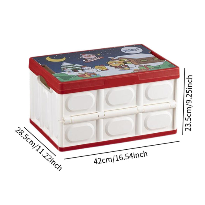 Foldable Storage Box Container Stackable Portable Crates for Snack Toy Books white red non handle