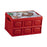 Foldable Storage Box Container Stackable Portable Crates for Snack Toy Books red non handle