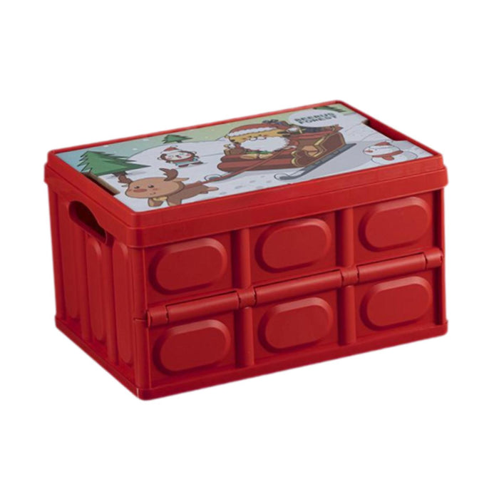 Foldable Storage Box Container Stackable Portable Crates for Snack Toy Books red non handle