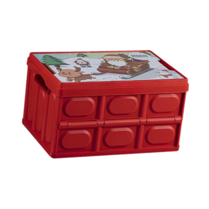 Foldable Storage Box Container Stackable Portable Crates for Snack Toy Books red non handle