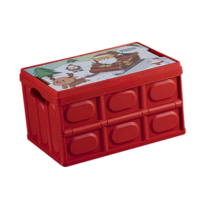 Foldable Storage Box Container Stackable Portable Crates for Snack Toy Books red non handle