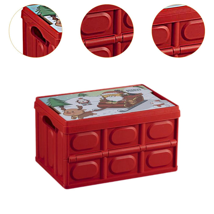 Foldable Storage Box Container Stackable Portable Crates for Snack Toy Books red non handle