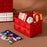 Foldable Storage Box Container Stackable Portable Crates for Snack Toy Books red non handle