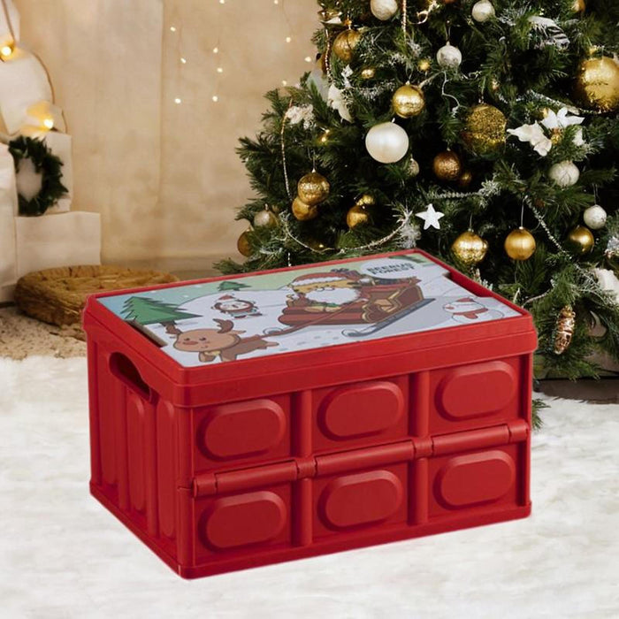 Foldable Storage Box Container Stackable Portable Crates for Snack Toy Books red non handle