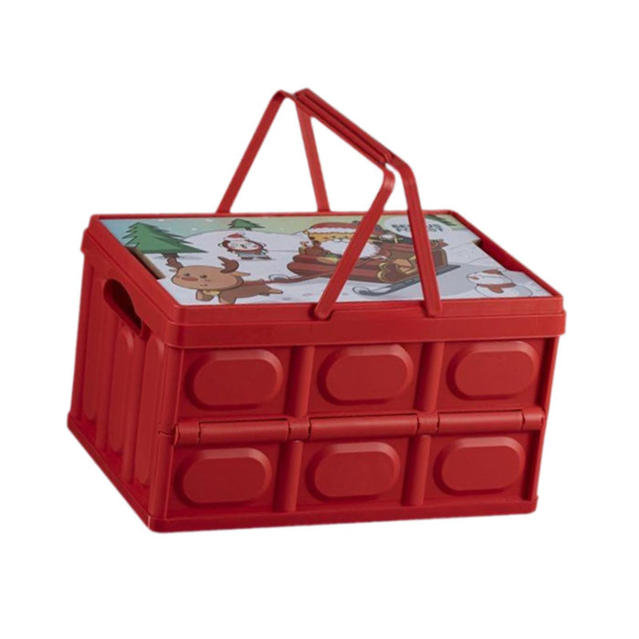 Foldable Storage Box Container Stackable Portable Crates for Snack Toy Books red with handle