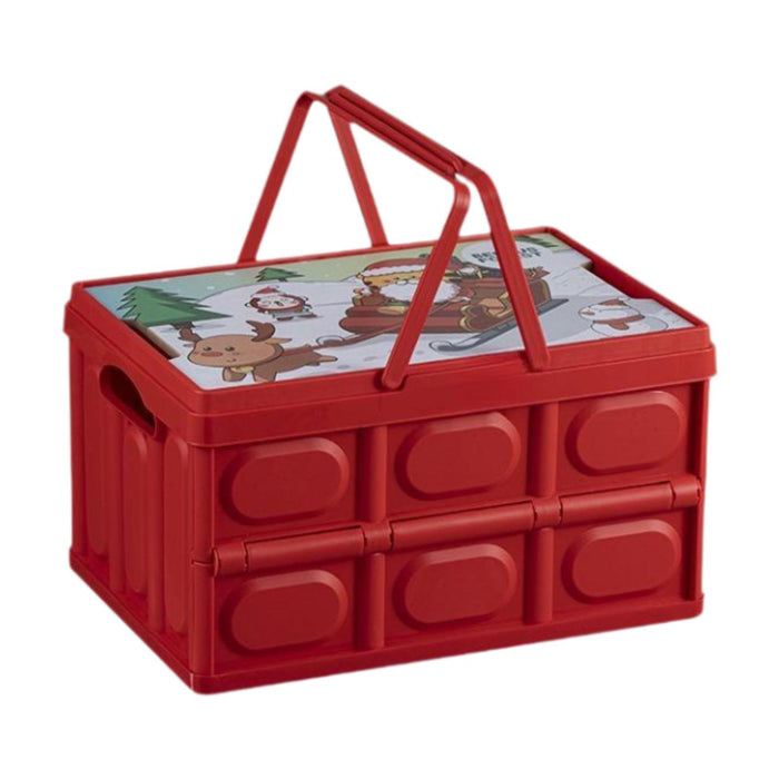 Foldable Storage Box Container Stackable Portable Crates for Snack Toy Books red with handle