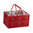 Foldable Storage Box Container Stackable Portable Crates for Snack Toy Books red with handle