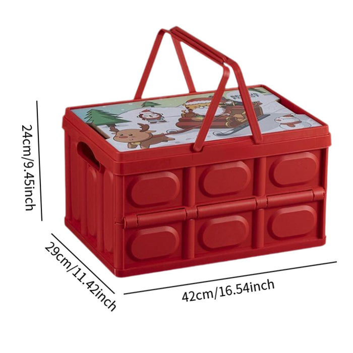 Foldable Storage Box Container Stackable Portable Crates for Snack Toy Books red with handle