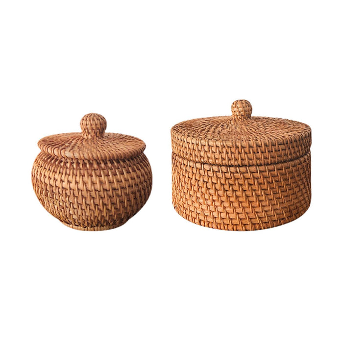 Rattan Storage Basket Wicker Bowl Wicker Basket Bin for Shelf Bathroom Decor round