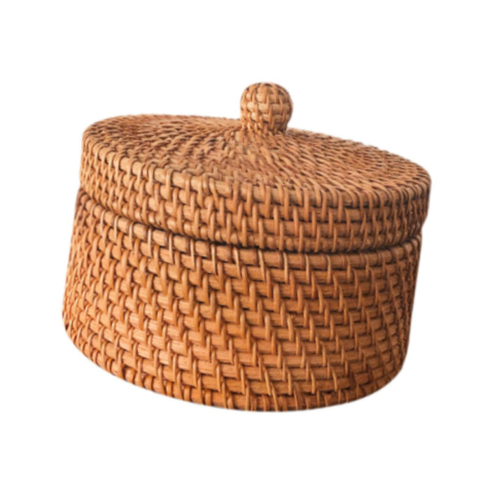 Rattan Storage Basket Wicker Bowl Wicker Basket Bin for Shelf Bathroom Decor round