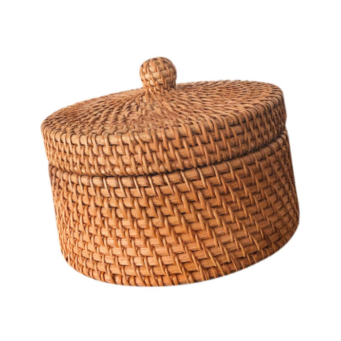 Rattan Storage Basket Wicker Bowl Wicker Basket Bin for Shelf Bathroom Decor round