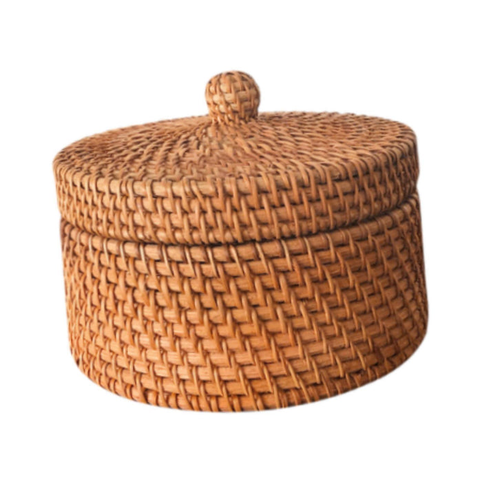 Rattan Storage Basket Wicker Bowl Wicker Basket Bin for Shelf Bathroom Decor round