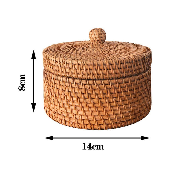 Rattan Storage Basket Wicker Bowl Wicker Basket Bin for Shelf Bathroom Decor round